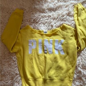 Victoria's Secret PINK Yellow Spring Outfit Sweater Small Jacket